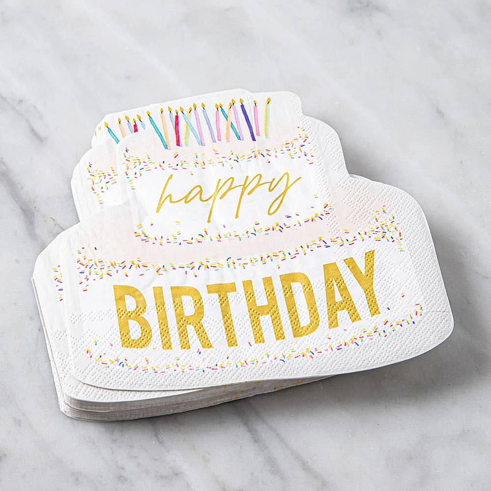 Harman 3-Ply 'Birthday Cake' Paper Napkin Shaped - Set of 20