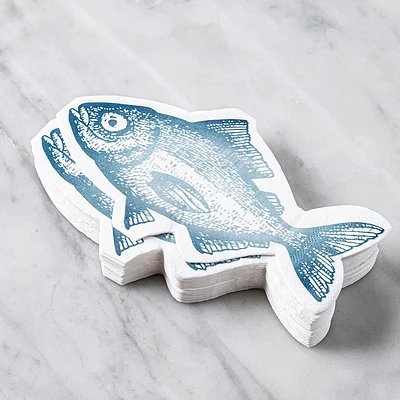 Harman 3-Ply 'Fish' Paper Napkin Shaped - Set of 20 (Blue)