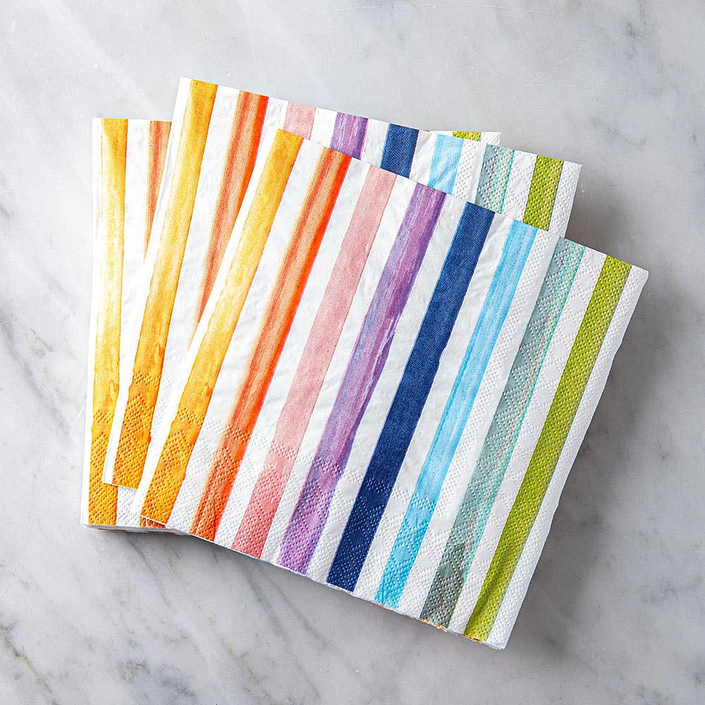 Harman 3-Ply 'Watercolour Stripe' Paper Napkin - s/20 (Multi Colour)