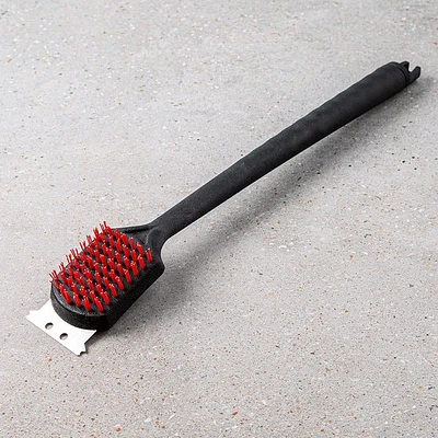 Better BBQ Grill Nylon Brush with Scraper 19" (Black/Red)