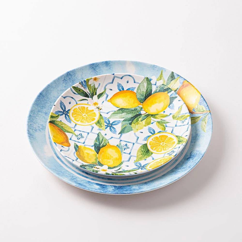 KSP Positano Melamine Side Plate 8" Dia. (Yellow/Blue)