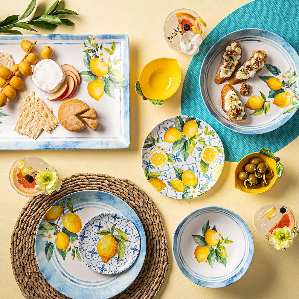 KSP Positano Melamine Rectangle Platter 17.5x11" (Yellow/Blue)