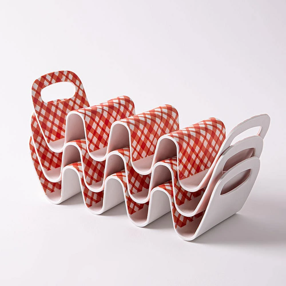 KSP Picnic Taco Holder with Handle 10x3x3.5" (Red/White)
