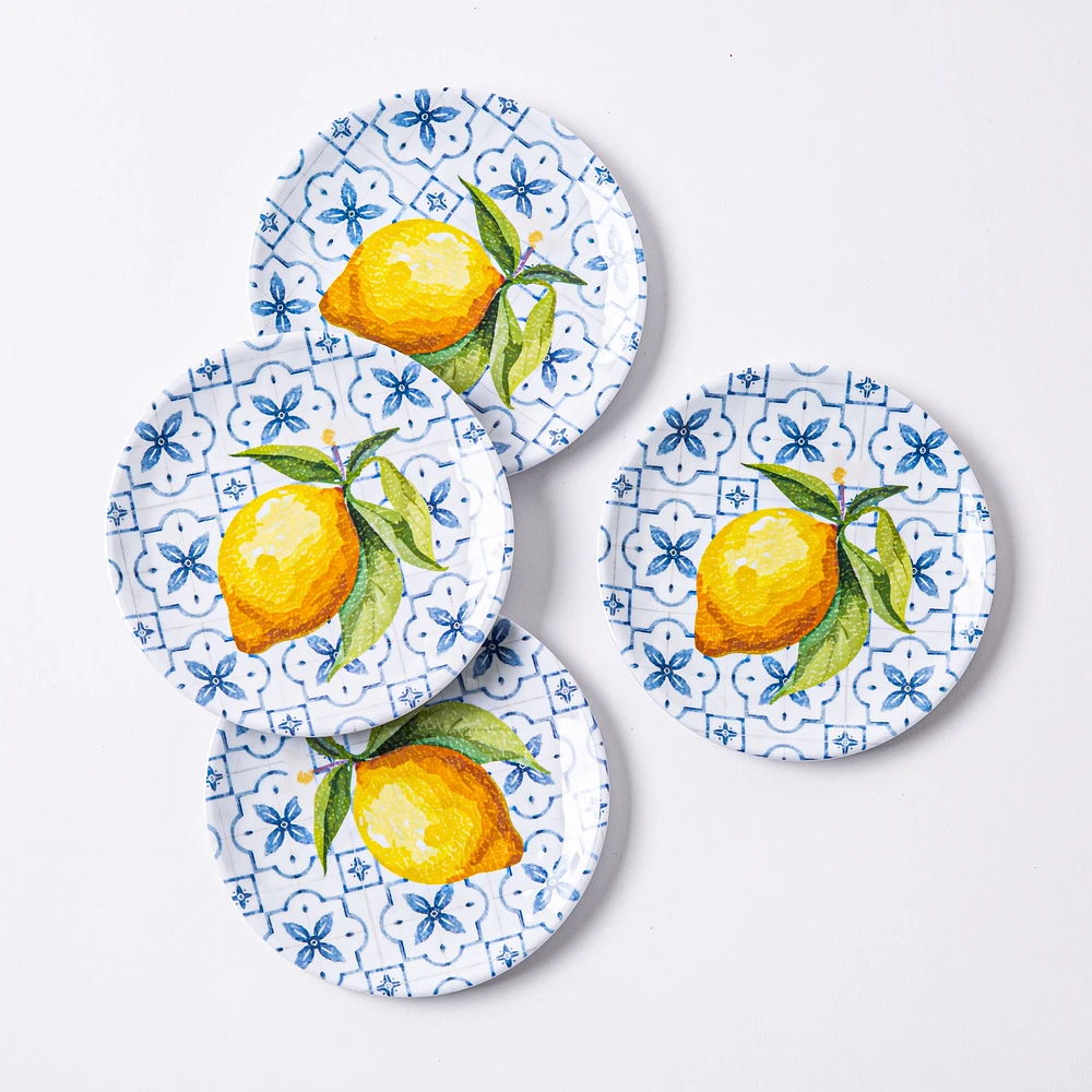 KSP Nibble 'Positano' Melamine Tidbit Plate - Set of 4 (Multi Colour)
