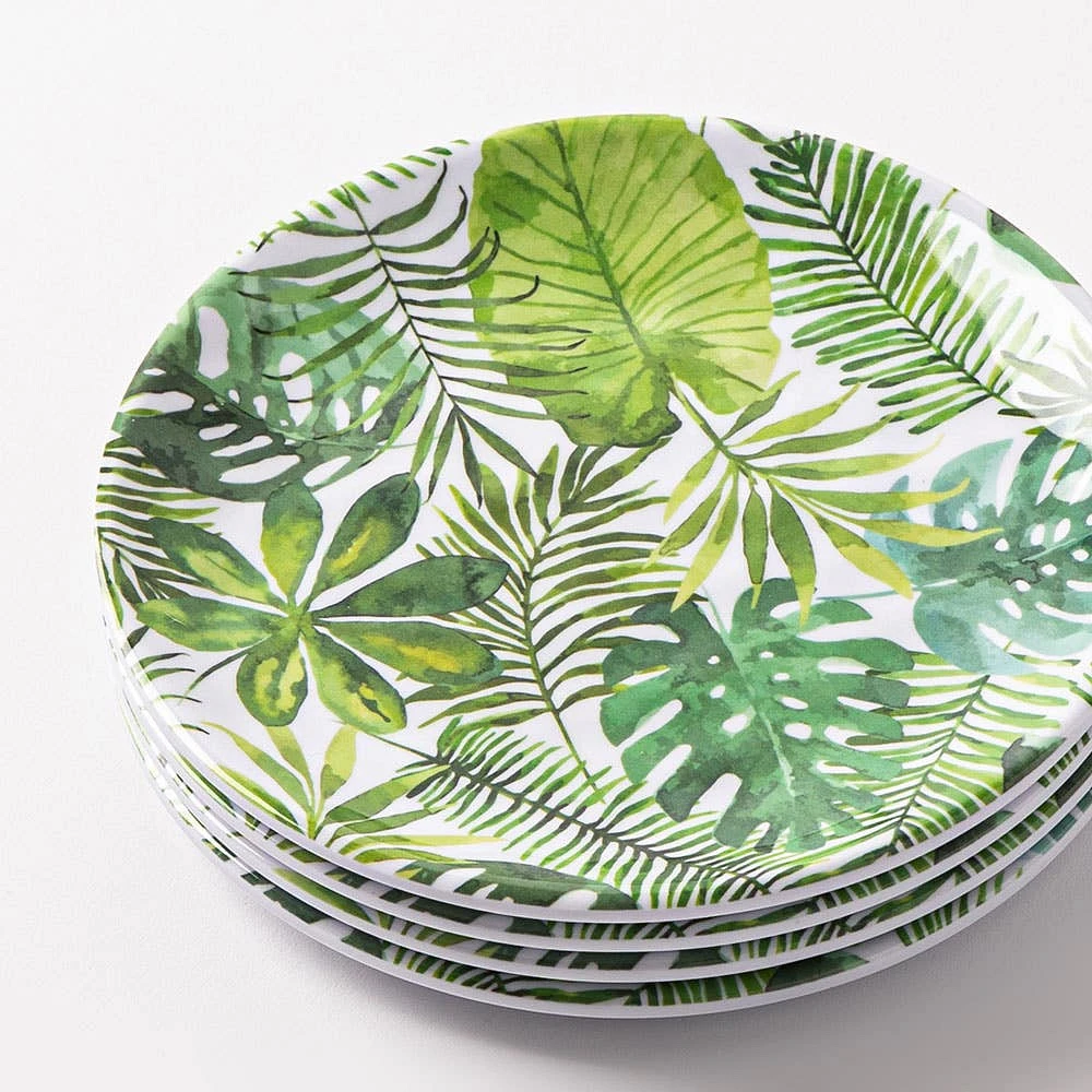 KSP Nibble 'Fern' Melamine Tidbit Plate - S/4 6" Dia. (Green)