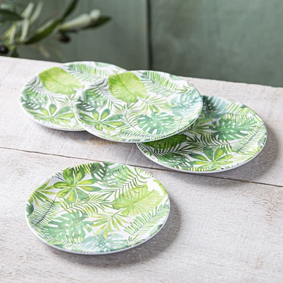 KSP Nibble 'Fern' Melamine Tidbit Plate - S/4 6" Dia. (Green)