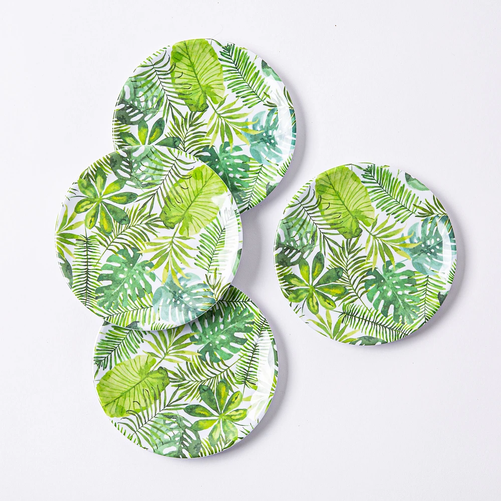 KSP Nibble 'Fern' Melamine Tidbit Plate - S/4 6" Dia. (Green)