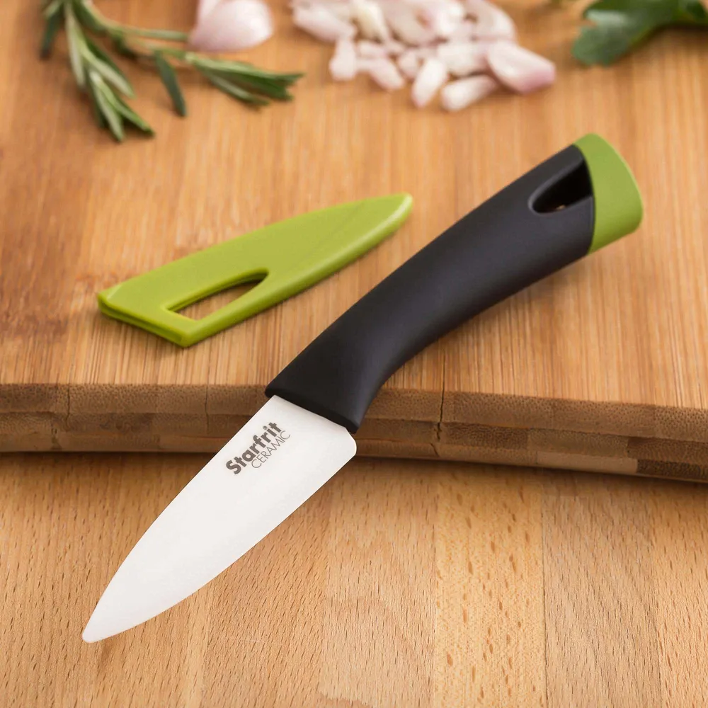 Starfrit Ceramic 3" Paring Knife with Sheath (Black/White)