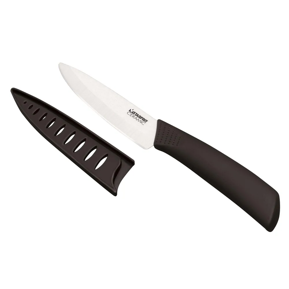Starfrit Ceramic 4" Utility Knife with Sheath (Black/White)