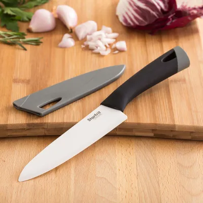 Starfrit Ceramic 6" Chef Knife with Sheath (Black/White)