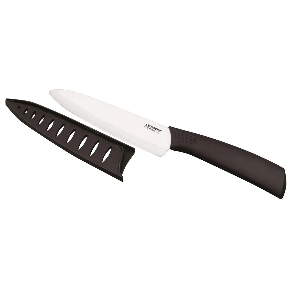 Starfrit Ceramic 6" Chef Knife with Sheath (Black/White)