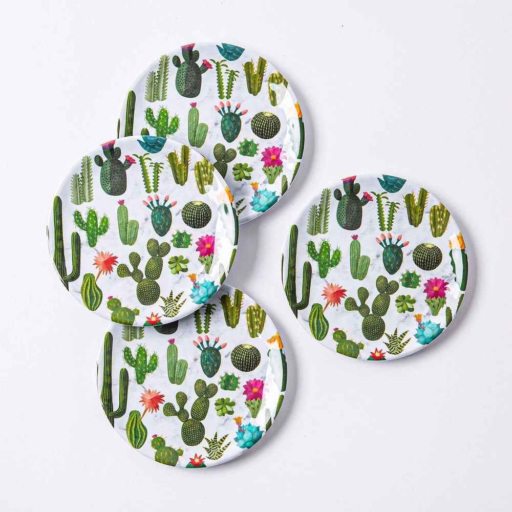 KSP Nibble 'Cactus' Melamine Tidbit Plate - S/4 6" Dia. (Multi Colour)