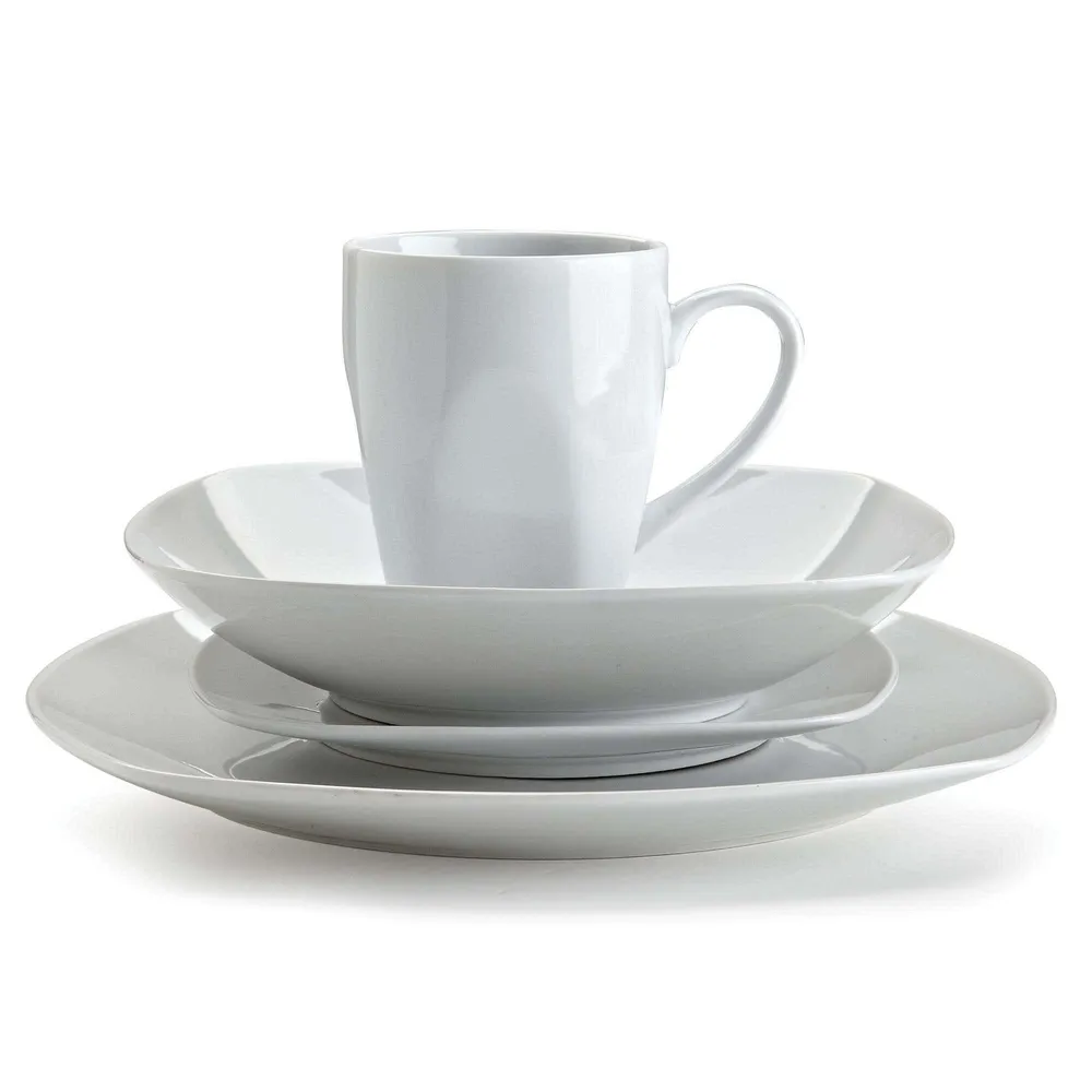 KSP Plato Porcelain Dinnerware - Set of 16 (White)