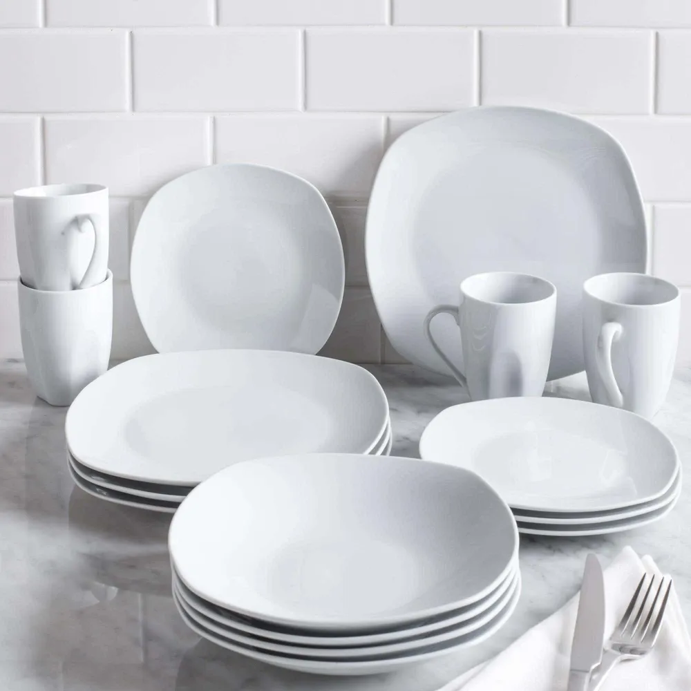 KSP Plato Porcelain Dinnerware - Set of 16 (White)