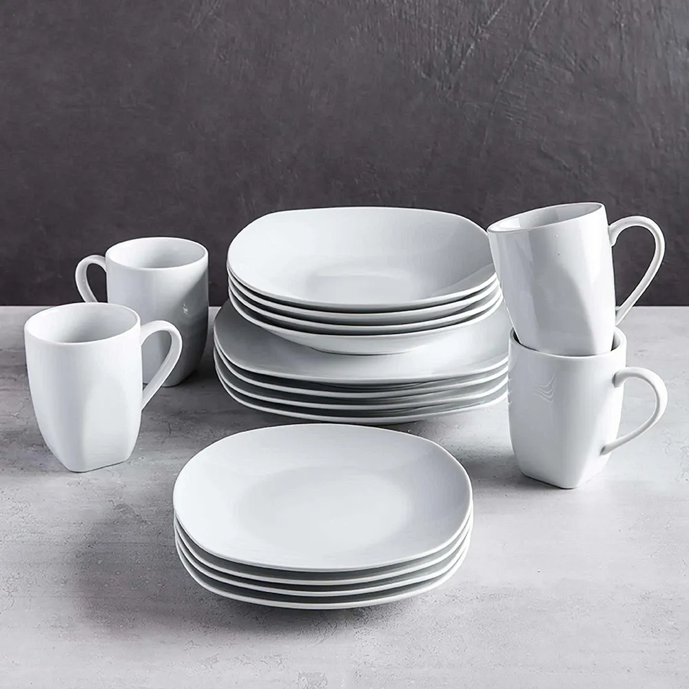 KSP Plato Porcelain Dinnerware - Set of 16 (White)