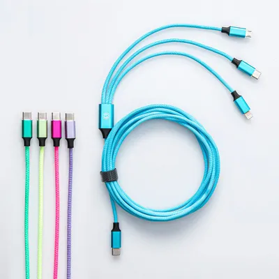 Connect Heavy Duty 'Usb-C To 3-In-1' Charge & Sync Cable (Rainbow)