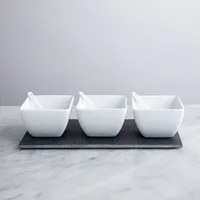 KSP Slate Porcelain Bowls with Tray & Spoons - Set of 7