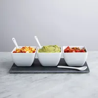 KSP Slate Porcelain Bowls with Tray & Spoons - Set of 7