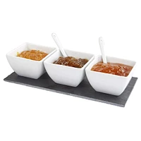 KSP Slate Porcelain Bowls with Tray & Spoons - Set of 7