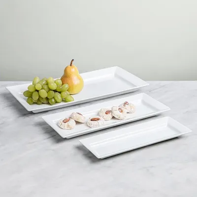 KSP Aurora Porcelain Rectangular Platter - Set of 3 (White)
