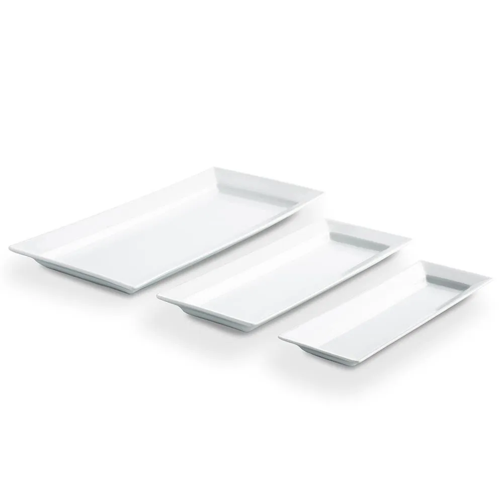 KSP Aurora Porcelain Rectangular Platter - Set of 3 (White)