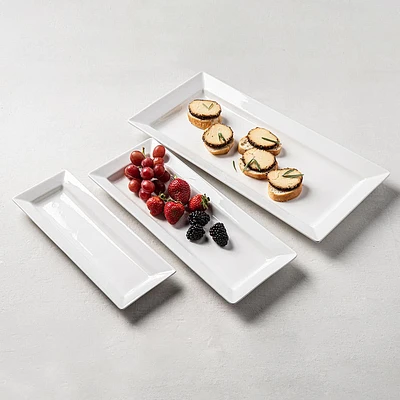 KSP Aurora Porcelain Rectangular Platter - Set of 3 (White)