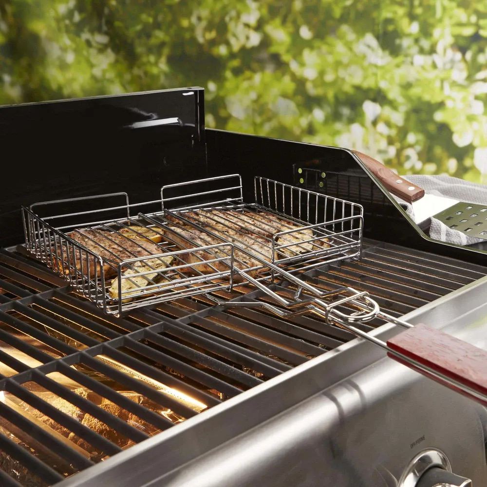 Outset BBQ Square Grill Basket (Chrome)