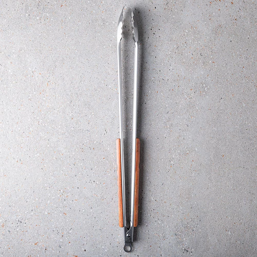Outset BBQ Rosewood Handle Tongs (Stainless Steel)