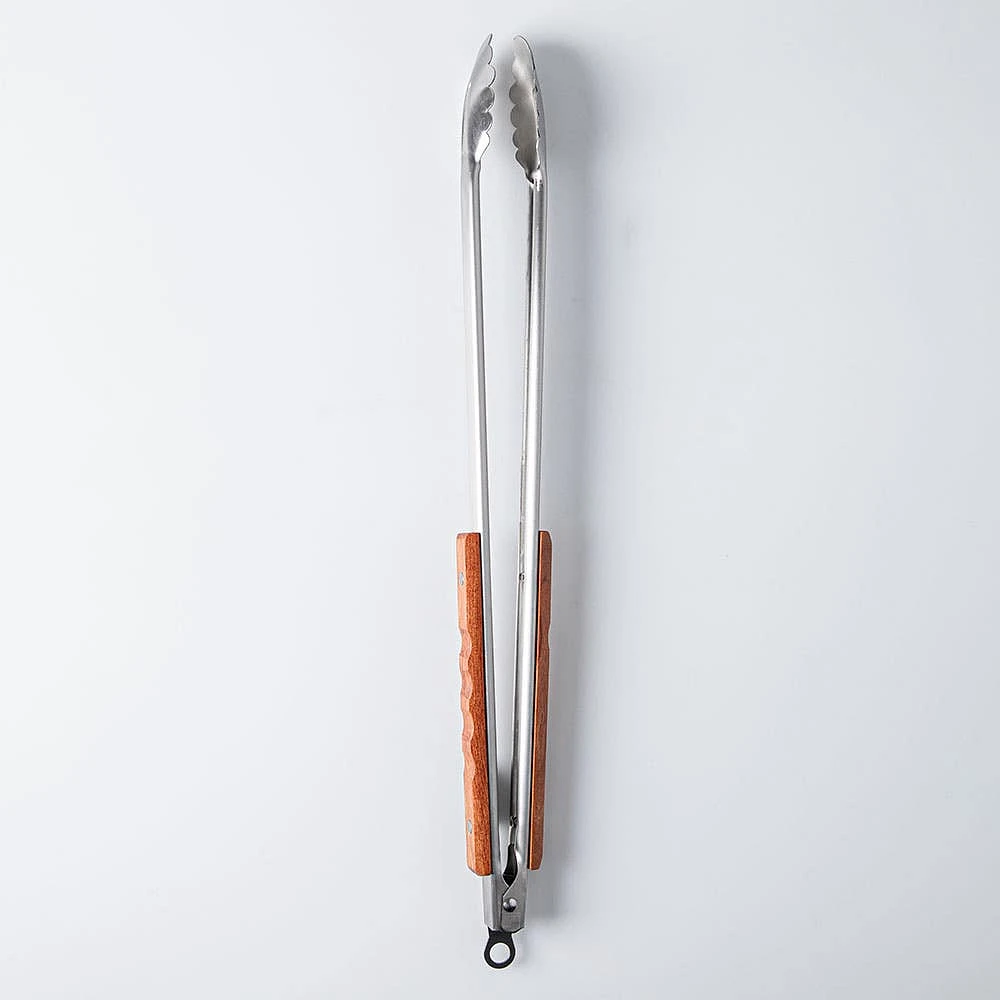 Outset BBQ Rosewood Handle Tongs (Stainless Steel)