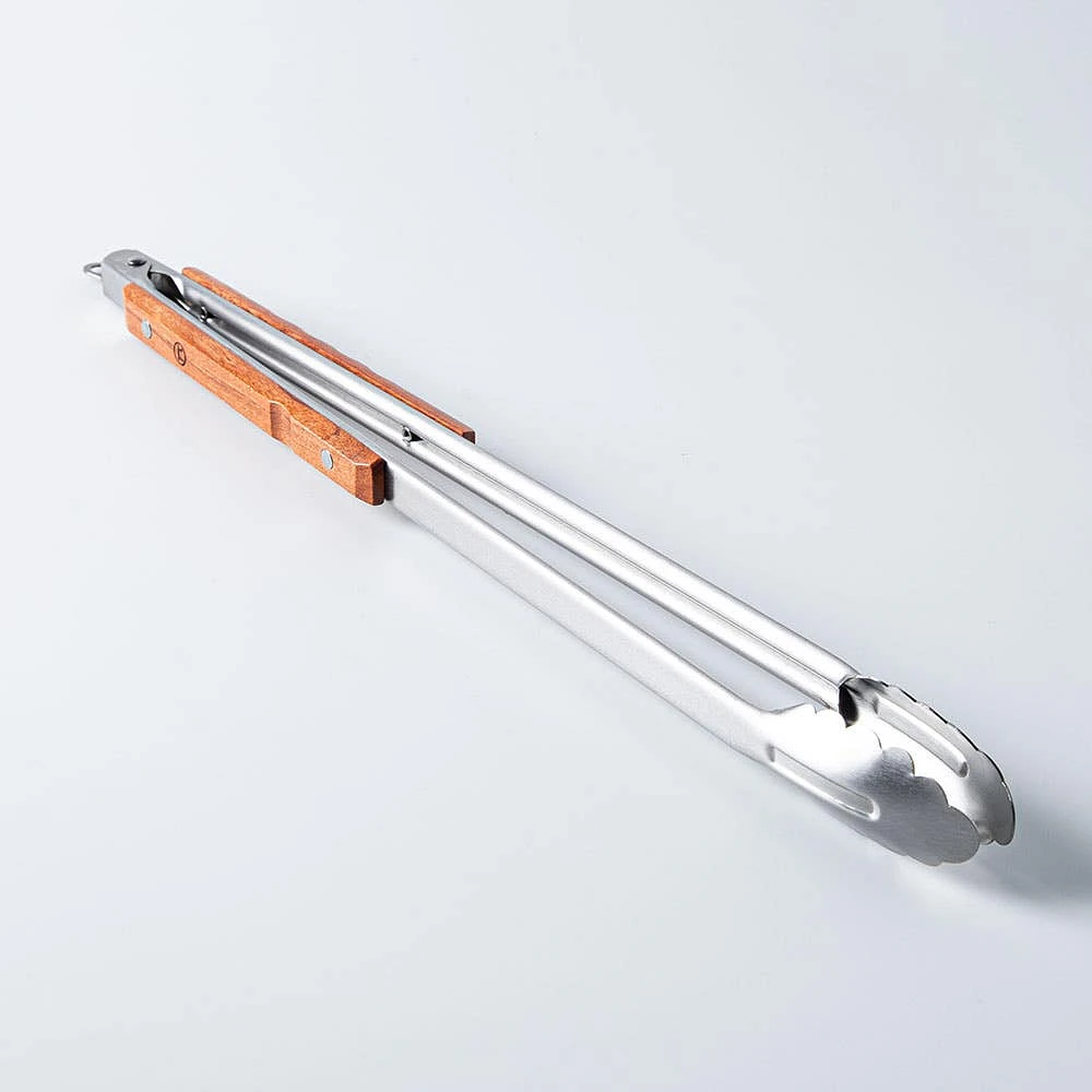 Outset BBQ Rosewood Handle Tongs (Stainless Steel)