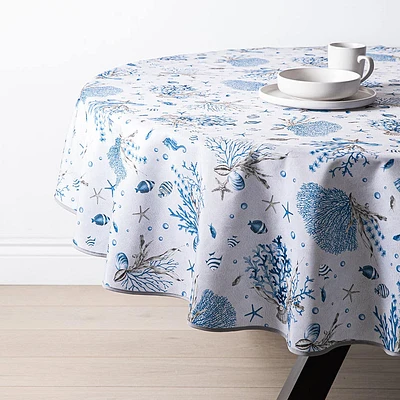 Texstyles Easy-Care 'Oceana' Polyester Tablecloth 70" Round (Blue)