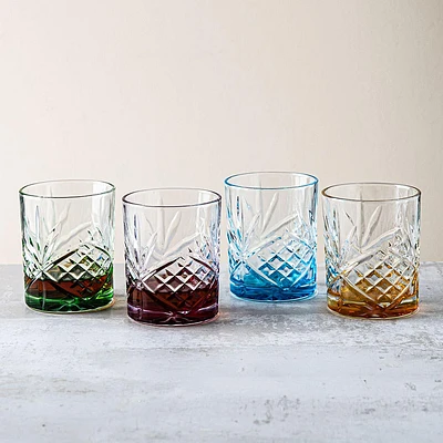 Godinger Dublin Crystal-Cut D.O.F. Glass - Set of 4 (Rainbow)