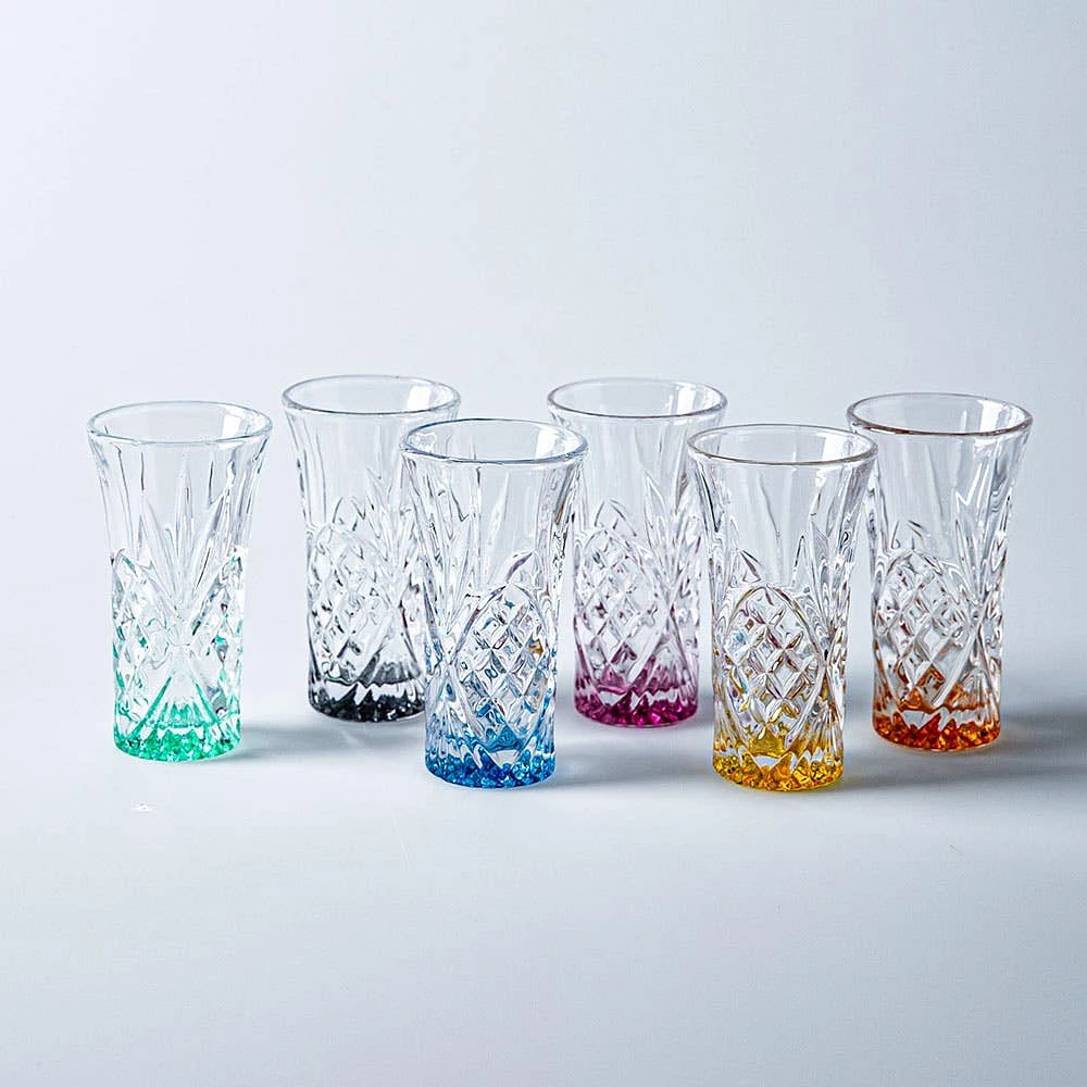 Godinger Dublin Crystal-Cut Shot Glass - Set of 6 (Rainbow)