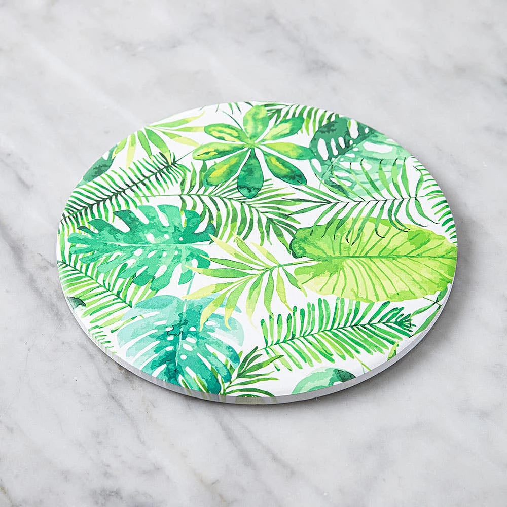 KSP Ceramica 'Palm Fern' Printed Ceramic Trivet 20cm (Green/White)