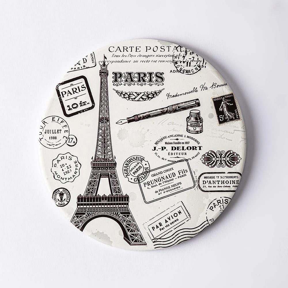 KSP Ceramica 'Paris' Printed Ceramic Trivet 20cm (Natural/Black)