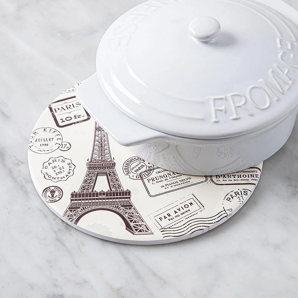 KSP Ceramica 'Paris' Printed Ceramic Trivet 20cm (Natural/Black)