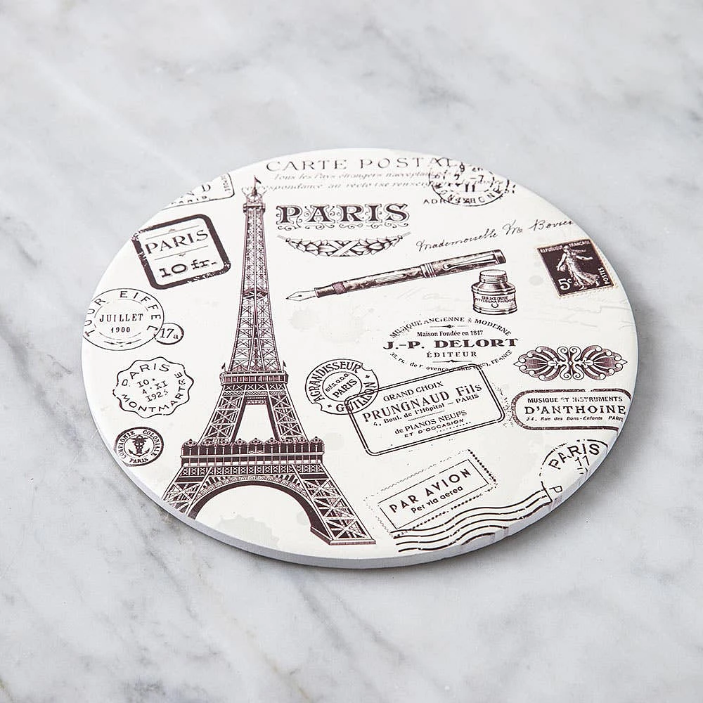 KSP Ceramica 'Paris' Printed Ceramic Trivet 20cm (Natural/Black)