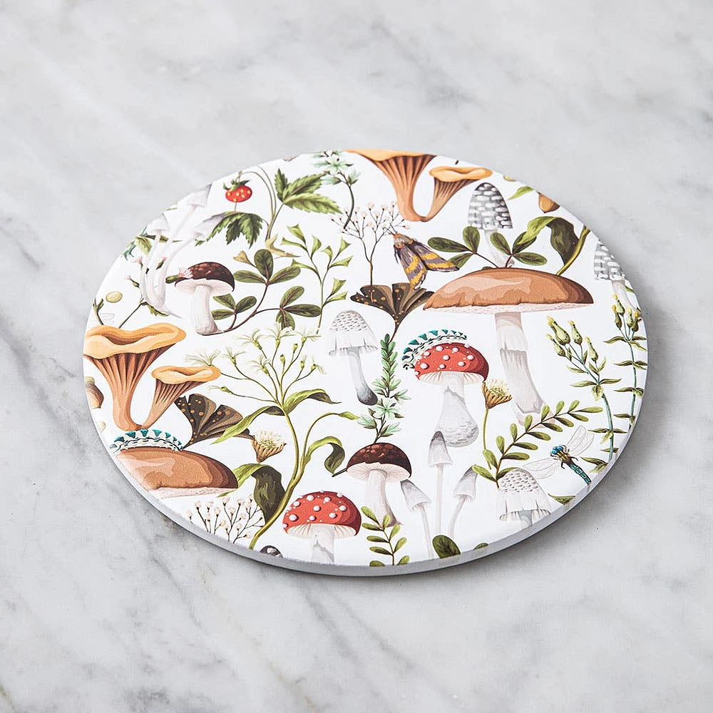 KSP Ceramica 'Mushrooms' Printed Ceramic Trivet 20cm (Multi Colour)