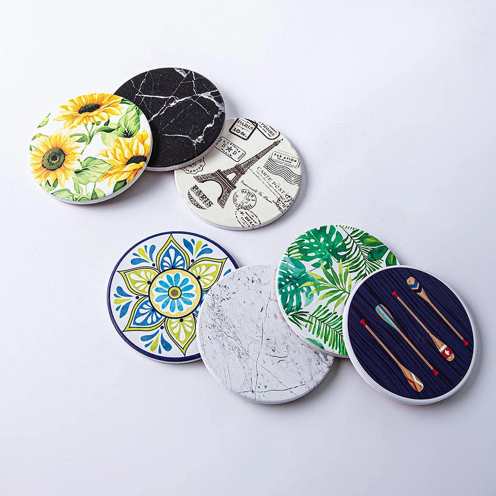 KSP Ceramica 'Paddle' Printed Ceramic Coaster - Set/4 (Multi Colour)