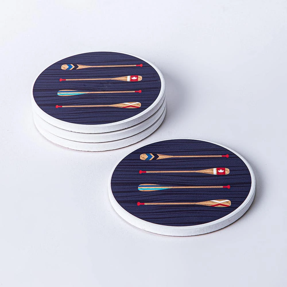 KSP Ceramica 'Paddle' Printed Ceramic Coaster - Set/4 (Multi Colour)