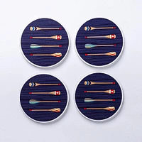KSP Ceramica 'Paddle' Printed Ceramic Coaster - Set/4 (Multi Colour)