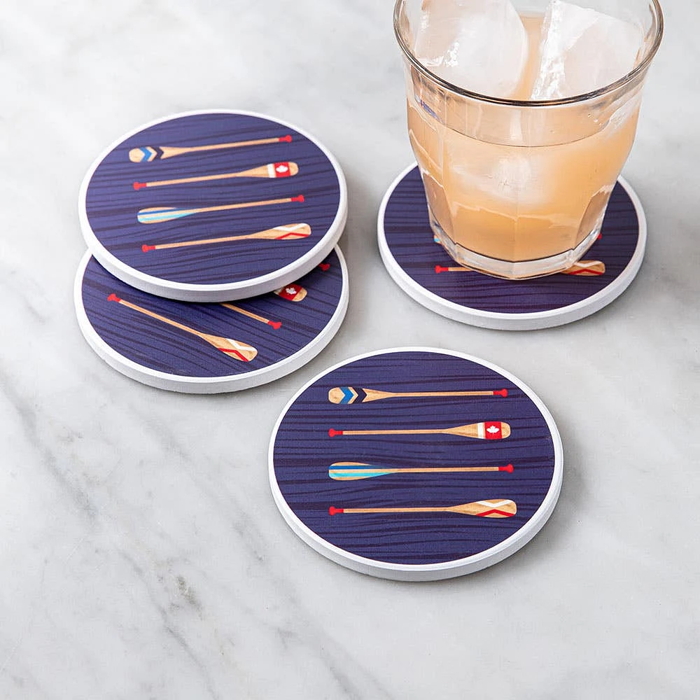 KSP Ceramica 'Paddle' Printed Ceramic Coaster - Set/4 (Multi Colour)