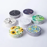 KSP Ceramica 'Fern' Printed Ceramic Coaster - Set/4 (Green/White)