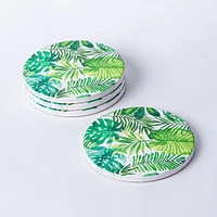 KSP Ceramica 'Fern' Printed Ceramic Coaster - Set/4 (Green/White)