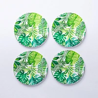 KSP Ceramica 'Fern' Printed Ceramic Coaster - Set/4 (Green/White)