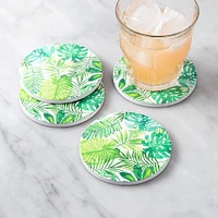 KSP Ceramica 'Fern' Printed Ceramic Coaster - Set/4 (Green/White)