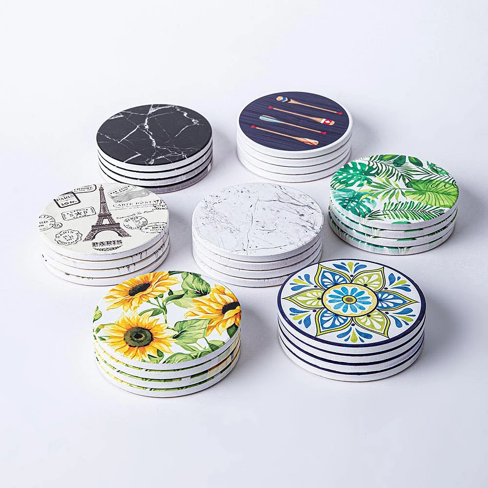KSP Ceramica 'Marble' Printed Ceramic Coaster - Set of 4 (Black)