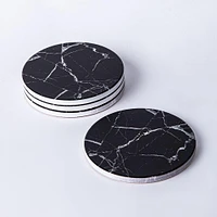 KSP Ceramica 'Marble' Printed Ceramic Coaster - Set of 4 (Black)