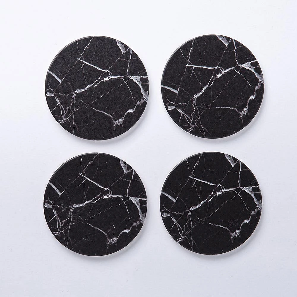 KSP Ceramica 'Marble' Printed Ceramic Coaster - Set of 4 (Black)