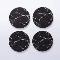 KSP Ceramica 'Marble' Printed Ceramic Coaster - Set of 4 (Black)